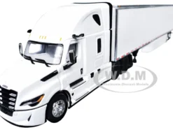 Freightliner Fifth Generation Cascadia Raised Roof Sleeper & 53' Utility Trailer with Skirts White 1/64 Diecast Model by DCP/First Gear