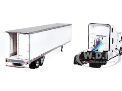 Freightliner Fifth Generation Cascadia Raised Roof Sleeper & 53' Utility Trailer with Skirts White 1/64 Diecast Model by DCP/First Gear