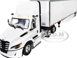 Freightliner Fifth Generation Cascadia Day Cab and 53' Utility Trailer with Skirts White 1/64 Diecast Model by DCP/First Gear