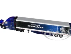 Freightliner Fifth Generation Cascadia Raised Roof Sleeper & 53' Utility Trailer with Skirts Midnight Blue 1/64 Diecast Model by DCP/First Gear