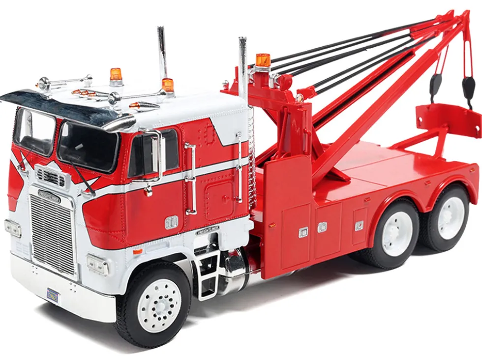 1987 Freightliner FLA Tow Truck Red and White 1/43 Diecast Model by IXO Models