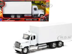 Freightliner 114SD Box Truck White Long Haul Trucker Series 1/32 Diecast Model New Ray 11043