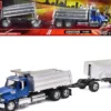 Freightliner 114SD Dump Truck with Twin Dump Body Blue Long Haul Trucker Series 1/32 Diecast Model New Ray 10973