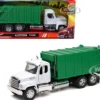 Freightliner 114SD Garbage Truck White and Green Long Haul Trucker Series 1/32 Diecast Model New Ray NR11033