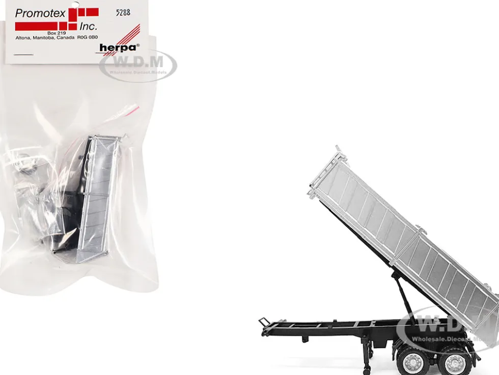 26ft Gravel Trailer Silver 1/87 (HO) Plastic Model by Promotex