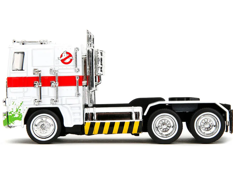 G1 Autobot Optimus Prime Truck White with Robot on Chassis from "Transformers" TV Series - "Ghostbusters" (1984) Movie Crossover "Hollywood Rides" Series Diecast Model by Jada