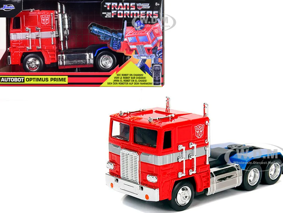 G1 Autobot Optimus Prime Truck Red with Robot on Chassis Transformers TV Series Hollywood Rides Series 1/32 Diecast Model Jada 99477