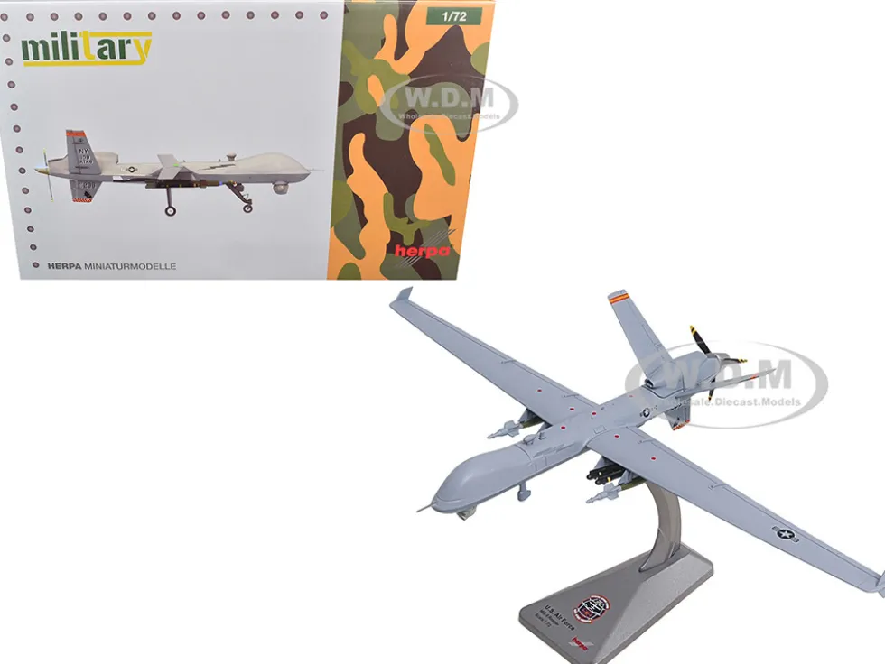 General Atomics MQ-9A Reaper Block 5 UAV "New York Air National Guard, 108th Attack Squadron, Hancock Field Air National Guard Base" United States Air Force "Military" Series 1/72 Diecast Model Airplane by Herpa