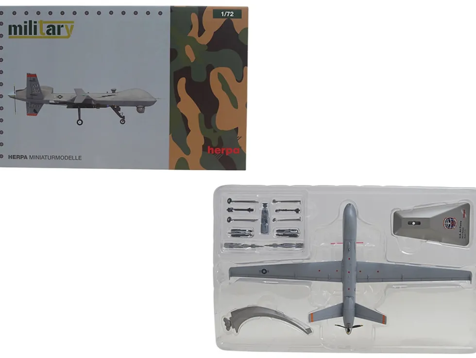 General Atomics MQ-9A Reaper Block 5 UAV "New York Air National Guard, 108th Attack Squadron, Hancock Field Air National Guard Base" United States Air Force "Military" Series 1/72 Diecast Model Airplane by Herpa