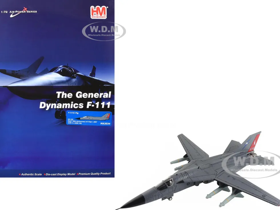 General Dynamics F-111C Pig Aircraft "90th Anniversary of No. 6 Squadron" (2007) Royal Australian Air Force "Air Power Series" 1/72 Diecast Model by Hobby Master
