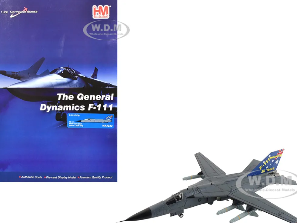 General Dynamics F-111C Pig Aircraft "A8-131, F-111 Operations 30th Anniversary" (2003) Royal Australian Air Force "Air Power Series" 1/72 Diecast Model by Hobby Master