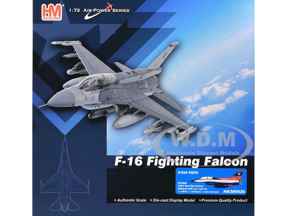 General Dynamics X-62A VISTA Aircraft with Missiles "86-0048, USAF Test Pilot School, Edwards Air Force Base" (2024) United States Air Force "Air Power Series" 1/72 Diecast Model by Hobby Master