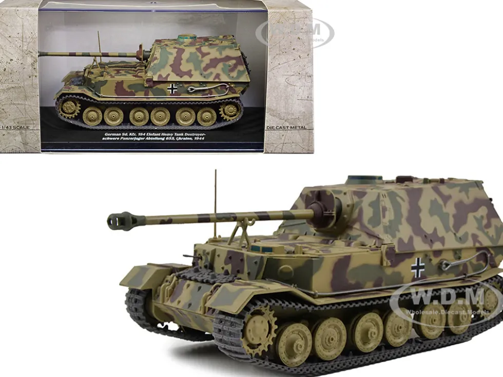German Sd. Kfz. 184 Elefant Heavy Tank Destroyer Schwere Panzerjager Abteilung 653 Ukraine 1944 1/43 Diecast Model AFVs WWII 23184-44
