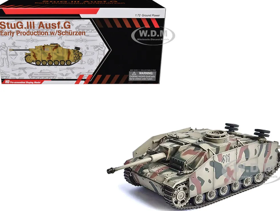 Germany StuG.III Ausf.G Early Production Tank with Schurzen #411 "Panzer Abteilung 115, Italy" (1943) "NEO Dragon Armor" Series 1/72 Plastic Model by Dragon Models