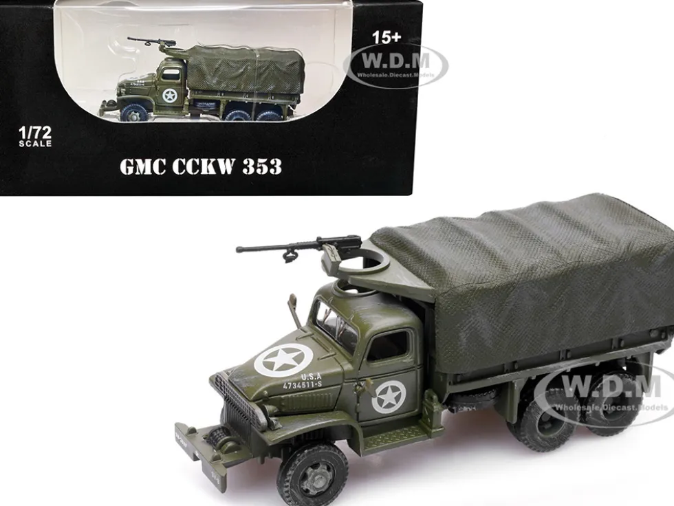 GMC CCKW 353 Truck With Mounted Gun Olive Drab 4734511 S US Army World War II 1/72 Diecast Model Legion LEG-12012LB