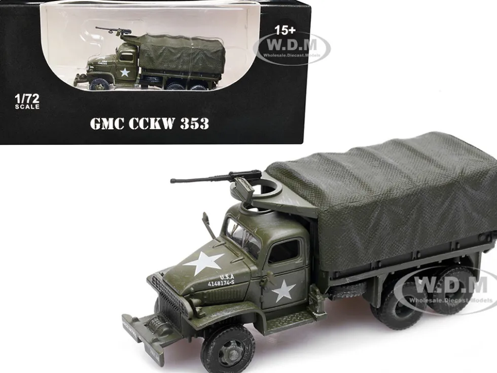 GMC CCKW 353 Truck With Mounted Gun Olive Drab 4148174 S US Army World War II 1/72 Diecast Model Legion LEG-12012LA