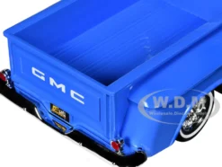1966 GMC C1000 Fenderside Pickup Truck Lowrider Blue with White Top Get Low Series 1/24 Diecast Model Car Motormax 79035bl