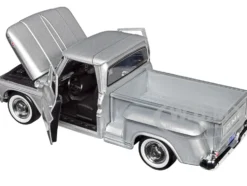 1966 GMC C1000 Fenderside Pickup Truck Silver Metallic Timeless Legends Series 1/24 Diecast Model Car Motormax 79379s