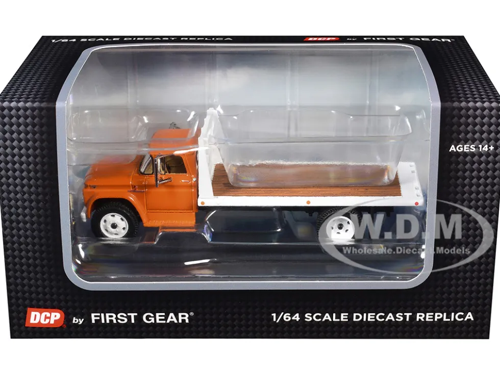 GMC 4000 Flatbed Truck Omaha Orange 1/64 Diecast Model by DCP/First Gear