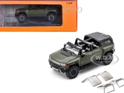 2023 GMC Hummer EV SUV Green Metallic with Black Top 1/64 Diecast Model Car by GCD