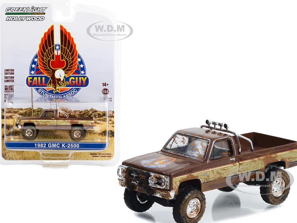 1982 GMC K-2500 Sierra Grande Pickup Truck Brown Gold Dirty Version Fall Guy Stuntman Association Hollywood Special Edition 1/64 Diecast Model Car Greenlight 44965F