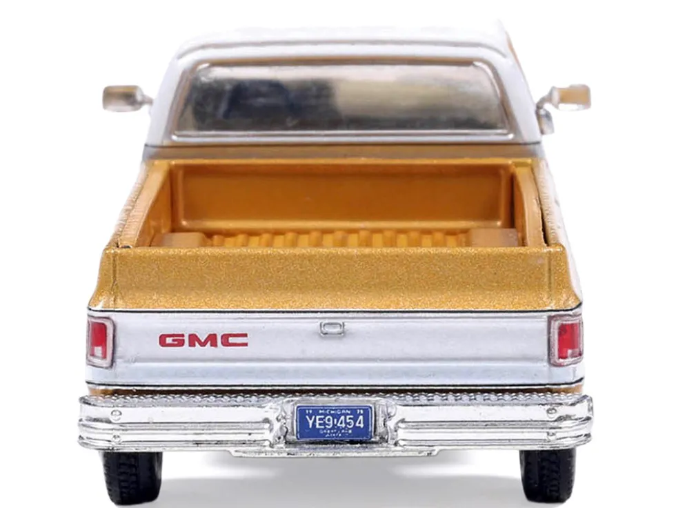 1975 GMC Sierra Classic K2500 Pickup Truck Yuba Gold Metallic and White 1/64 Diecast Model Car by IXO Models