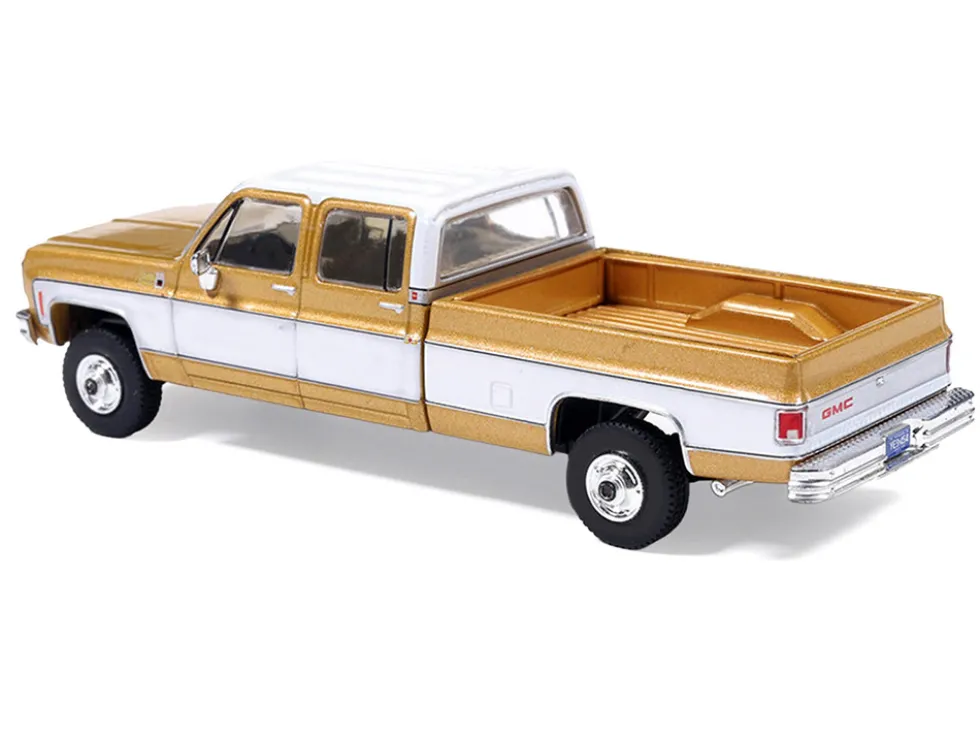 1975 GMC Sierra Classic K2500 Pickup Truck Yuba Gold Metallic and White 1/64 Diecast Model Car by IXO Models