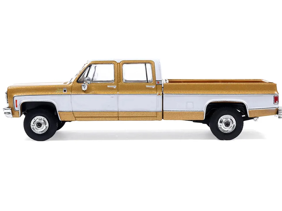1975 GMC Sierra Classic K2500 Pickup Truck Yuba Gold Metallic and White 1/64 Diecast Model Car by IXO Models