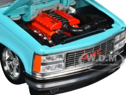 1988 GMC Sierra 1500 Custom Pickup Truck Light Blue with Black Stripes Limited Edition to 9250 pieces Worldwide 1/24 Diecast Model Car by M2 Machines