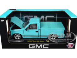 1988 GMC Sierra 1500 Custom Pickup Truck Light Blue with Black Stripes Limited Edition to 9250 pieces Worldwide 1/24 Diecast Model Car by M2 Machines