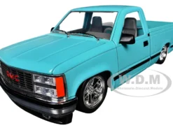 1988 GMC Sierra 1500 Custom Pickup Truck Light Blue with Black Stripes Limited Edition to 9250 pieces Worldwide 1/24 Diecast Model Car by M2 Machines