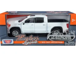 2019 GMC Sierra 1500 Denali Crew Cab Pickup Truck Sunroof White Timeless Legends Series 1/24 1/27 Diecast Model Car Motormax 79362