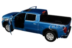 2019 GMC Sierra 1500 Denali Crew Cab Pickup Truck Blue Metallic 1/24 1/27 Diecast Model Car Motormax 79362
