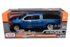 2019 GMC Sierra 1500 Denali Crew Cab Pickup Truck Blue Metallic 1/24 1/27 Diecast Model Car Motormax 79362