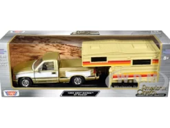 1992 GMC Sierra GT Pickup Truck Gold Metallic with White Sides with Camper Shell "American Classics" Series 1/24 Diecast Model Car by Motormax