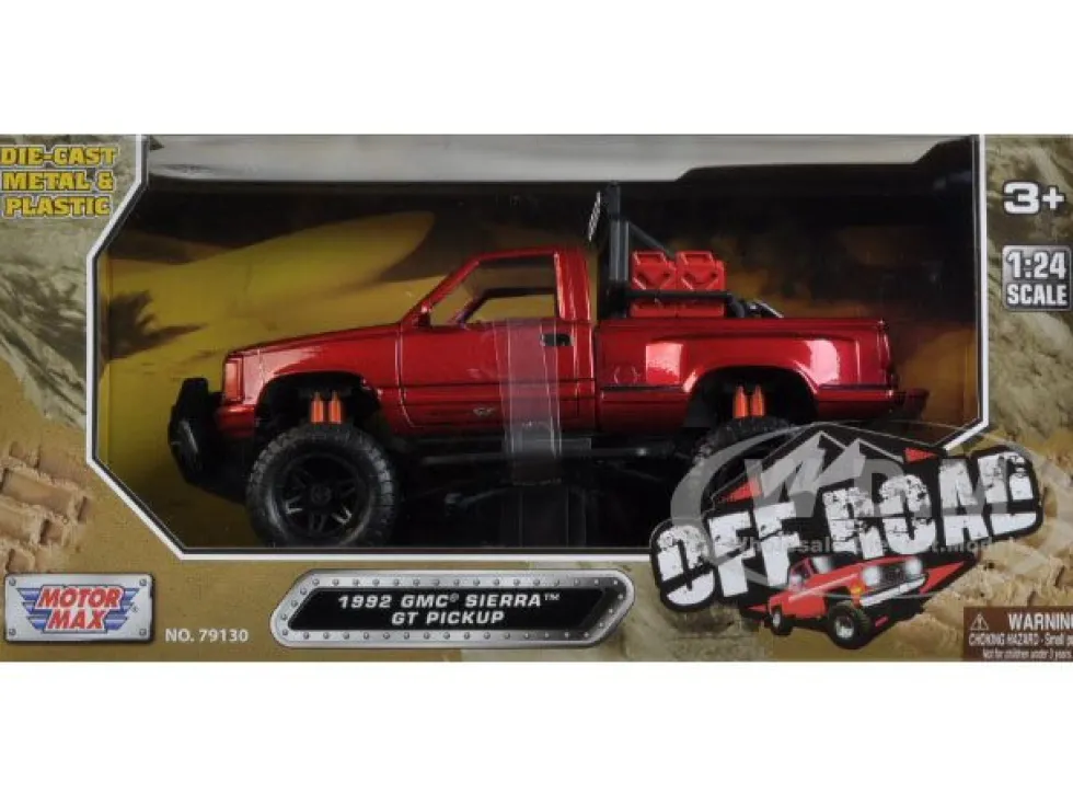 1992 GMC Sierra GT Pickup Truck Off Road Red 1/24 Diecast Model Motormax 79136