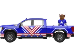2022 GMC Sierra 3500 HD Pickup Truck Blue with American Soccer Graphics with Bison Figure