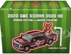 2022 GMC Sierra 3500 HD Pickup Truck Dark Red with Canadian Soccer Graphics with Moose Figure