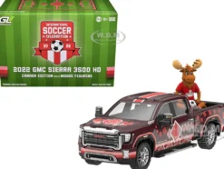 2022 GMC Sierra 3500 HD Pickup Truck Dark Red with Canadian Soccer Graphics with Moose Figure