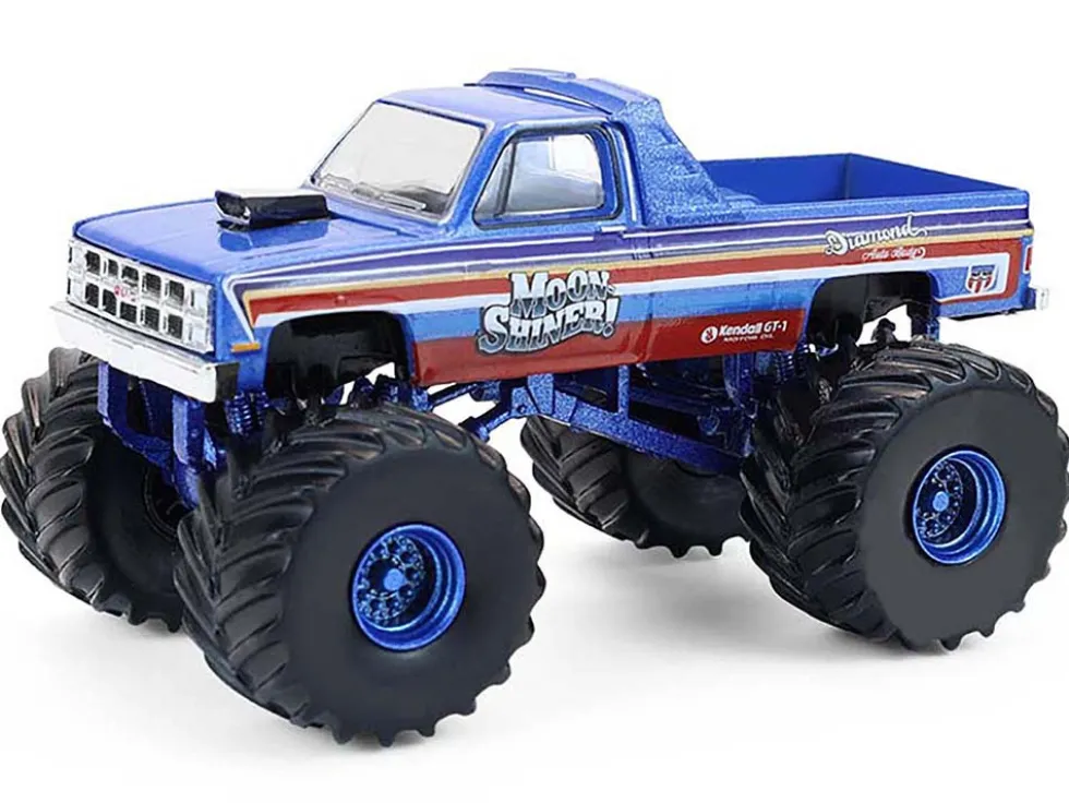 1982 GMC Sierra 2500 Monster Truck "Moonshiner!" Blue Metallic with Stripes "Kings of Crunch" Series 16 1/64 Diecast Model Car by Greenlight