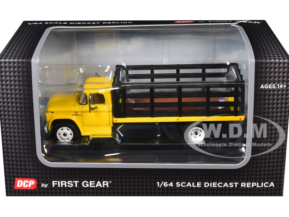 GMC 4000 Stake Truck Bright Yellow 1/64 Diecast Model by DCP/First Gear
