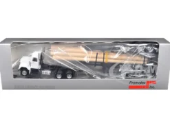 GMC Super B Log Truck and Trailer White with Log Accessories 1/87 (HO) Plastic Model Car by Promotex