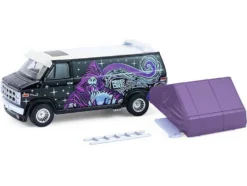 1978 GMC Vandura Custom Van Black with Wizard Graphics and White Top with Camp'otel Cartop Sleeper Tent "The Great Outdoors" Series 4 1/64 Diecast Model Car by Greenlight