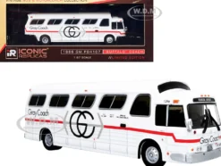 1966 GM PD4107 Buffalo Coach Bus Gray Coach Destination Pearson Airport Toronto Ontario Canada Vintage Bus Motorcoach Collection 1/87 HO Diecast Model Iconic Replicas 87-0281