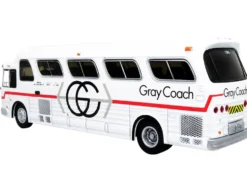 1966 GM PD4107 Buffalo Coach Bus Gray Coach Destination Pearson Airport Toronto Ontario Canada Vintage Bus Motorcoach Collection 1/87 HO Diecast Model Iconic Replicas 87-0281