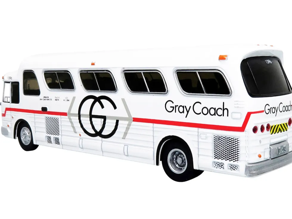 1966 GM PD4107 Buffalo Coach Bus Gray Coach Destination Pearson Airport Toronto Ontario Canada Vintage Bus Motorcoach Collection 1/87 HO Diecast Model Iconic Replicas 87-0281