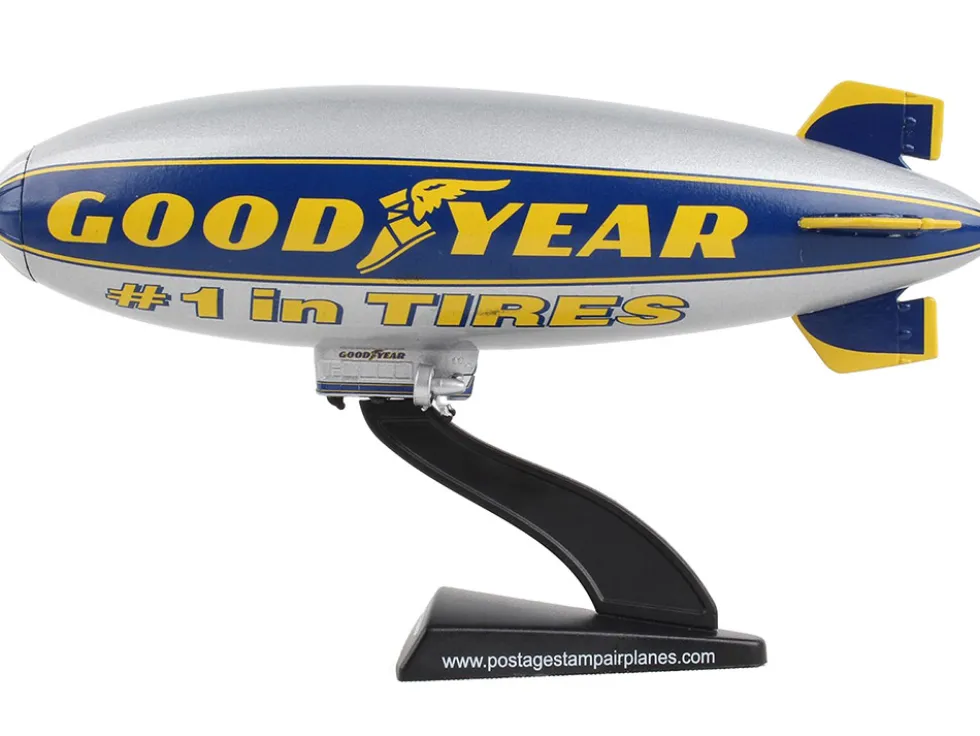 Goodyear Blimp Silver Metallic with Blue and Yellow Graphics #1 in Tires 1/350 Diecast Model Airplane Postage Stamp PS5411-1