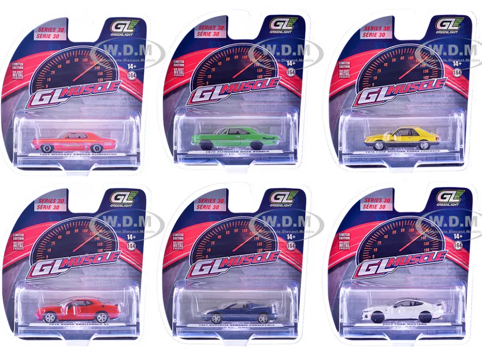 GreenLight Muscle Series 30 Set of 6 pieces 1/64 Diecast Model Cars by Greenlight