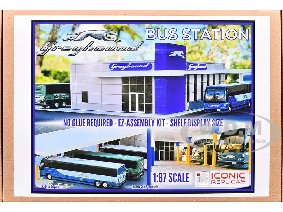 Greyhound Bus Station Diorama EZ Assembly Kit 1/87 (HO) Model by Iconic Replicas