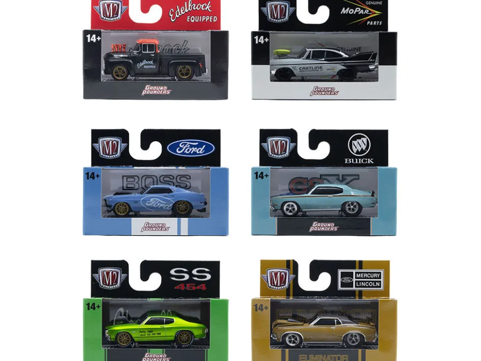 Ground Pounders 6 Cars Set Release 33 IN DISPLAY CASES Limited Edition 1/64 Diecast Model Cars by M2 Machines